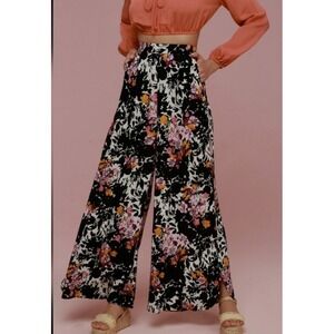 Free People Late Night Wide Leg Floral Print Pants Size XS